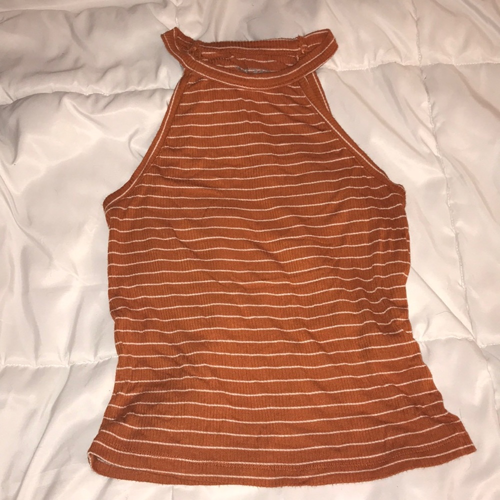 MUDD orange striped halter tank top